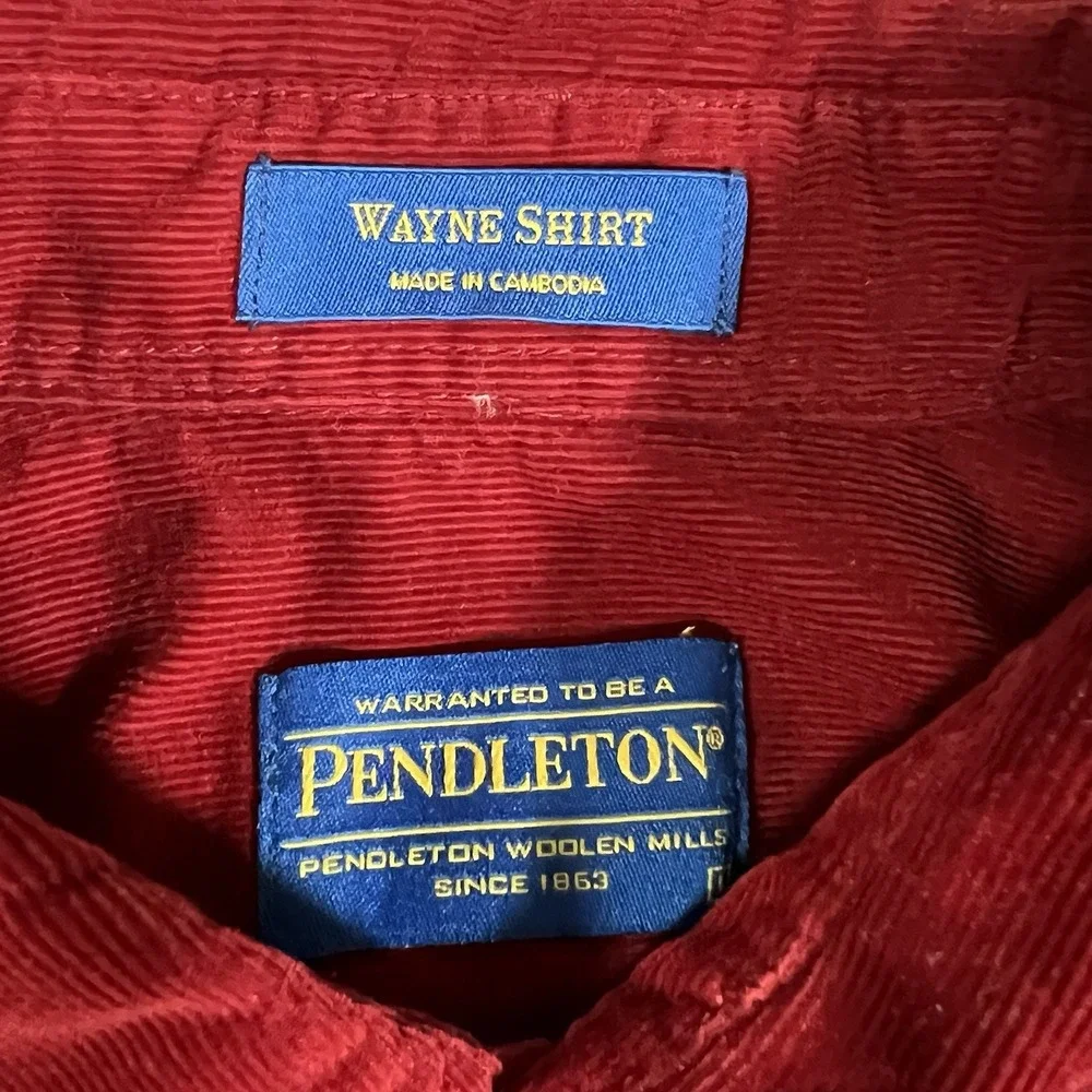 Pendleton Wayne Shirt Mens L Red Corduroy Outdoor Workwear Western Button Up - Picture 2 of 7
